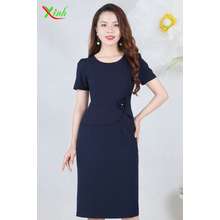 Đầm Peplum Xanh Đen Kết Hoa Thủ Công