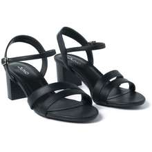 Giày Sandal Gót Vuông Quai Mặt Bất Đối