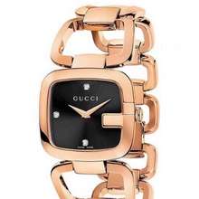 Gucci 🧡🔶Đồng Hồ Nữ G- Ya125512 Rose-Gold Stainless Steel G-Shaped Bezel & Bangle Bracelet Swiss Watch 24M