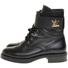 Giày Boot Nữ LV Pre Owned Black Leather Màu