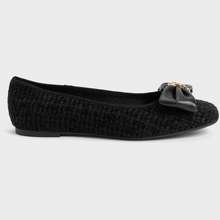 Giày bệt nữ Tweed Chain Link Bow Ballerinas