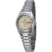 Orient Fnq1X003W Women 39 S 3 Star Stainless Steel Silver Dial Day Date Automatic Watch