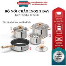 Bộ Nồi Chảo Inox 5 Đáy Shg789 - Hàng