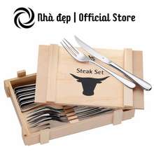 Bộ Dao Dĩa Steak Set 12 Món, Hộp Gỗ Sang