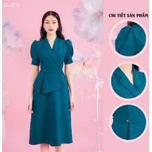 Đầm Peplum Cổ Vest Đính Nút Eo 3888