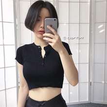 Croptop Mở Khuy Dáng Ôm Body Chất Thun Gân 