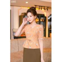 - Đầm Peplum Hoa Nâu -