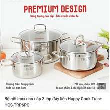 Bộ Nồi Inox 3 Lớp Liền Thân Happycook