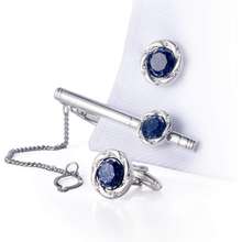 Crystal Galaxy Cufflinks And Tie Clip Set With