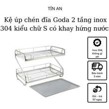 Kệ Úp Bát Đĩa Goda 2 Tầng Inox 304 Chữ