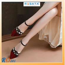 Rosata Giày Sandal Nữ Cao Gót 3 Phân Hai Màu Đen Trắng Hàng Hiệu Ro281