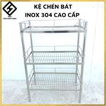 Kệ Chén Bát 100% Inox 304 Cao Cấp 3 Tầng, 