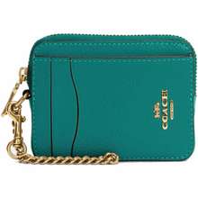 Ví Nữ Leather Zip Card Case in Bright Jade