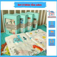 Set 2 Khăn Tắm Sợi Tre Swaddle Hộp Xanh