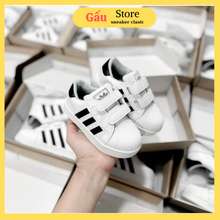 Giày Kid_Adidas Màu Trắng 3 Sọc Đen Quai