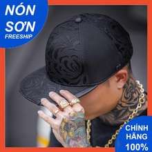 Snapback Hoa Văn Đen mỏ ngang bằng phong