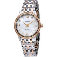 Omega De Ville Perstige Mother Of Peal Diamond Dial Ladies Watch 42425276055002