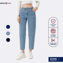 Quần Baggy Nữ Vải Jeans Trẻ Trung Dáng