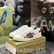 Giày Sneaker Da Nam Nữ Rắn Đính Đá Gót