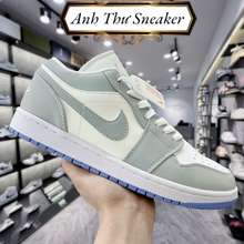 Giày Nike_Jordan Xám Đế Xanh Cổ Thấp , Giày Jordan 1 Low Grey Bản Đẹp Full Box Bill