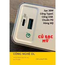 Chuẩn Mỹ - Củ Sạc Nhanh 30W 2 cổng