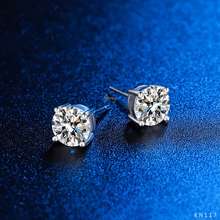 Khuyên Tai Bạc Nam Nụ Đá Moissanite