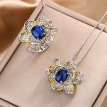 Bộ Đồ Hoa Hồng Sapphire Đính Kim Cương 