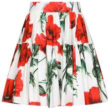Chân Váy D&G Poppy-Print Poplin Miniskirt