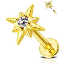 Jewseen 14K Solid Gold Anise Star Cartilage Stud