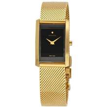 Movado La Nouvelle Black Dial Yellow Gold Pvd Ladies Watch 0607189