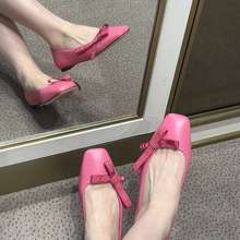 Jimmy Choo New Letter Bow Girl Pink Pumps Female