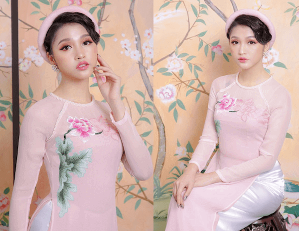 ao dai co tron tay dai