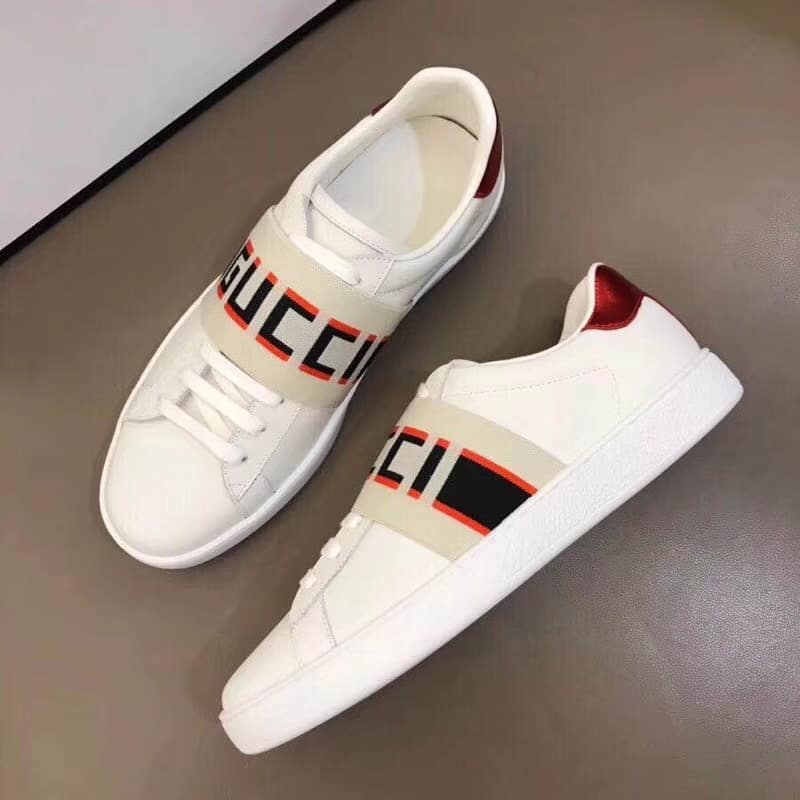 giay sneaker gucci Ace Stripe Leather Trainers